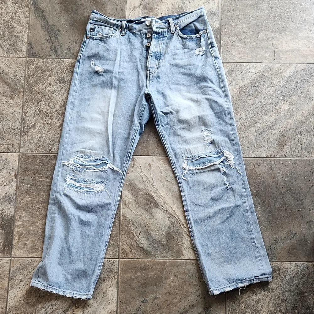 KanCan Light Blue Distressed Boyfriend Jeans - Picture 1 of 14